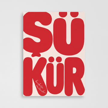 Şükür Poster – Kırmızı Tipografik İslami Duvar Posteri