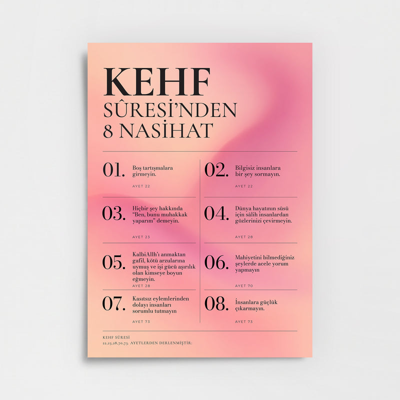 Kehf Sûresi’nden 8 Nasihat Poster Baskı
