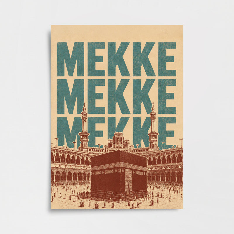 Mekke Kâbe Retro Poster