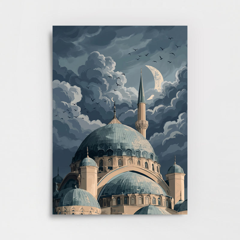 Hilal Altında Cami Poster Baskı