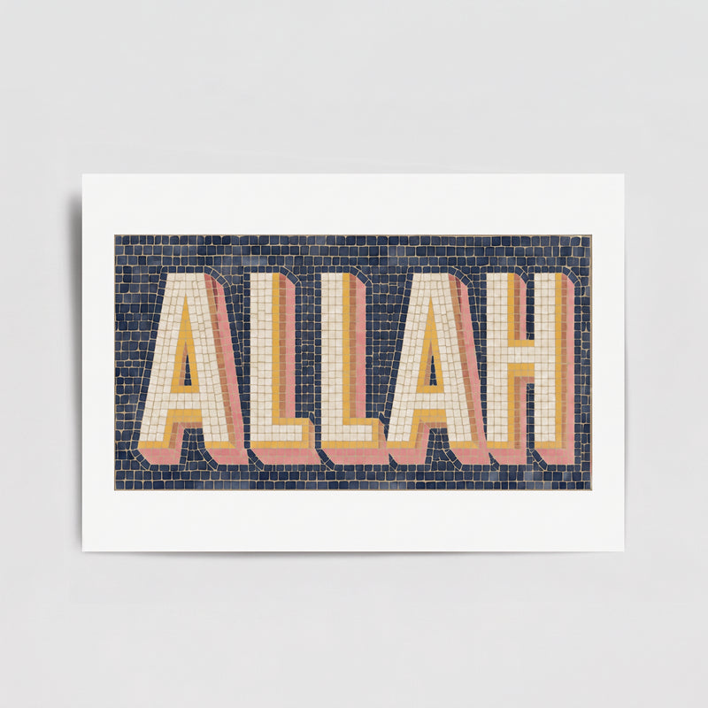 Allah Yazılı Mozaik Tasarımlı Dekoratif Poster