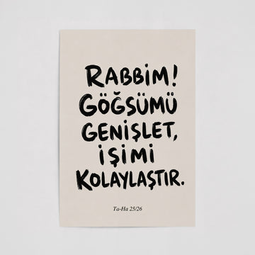 Rabbim Göğsümü Genişlet Poster – Taha 25/26 Ayet Temalı İslami Duvar Dekoru