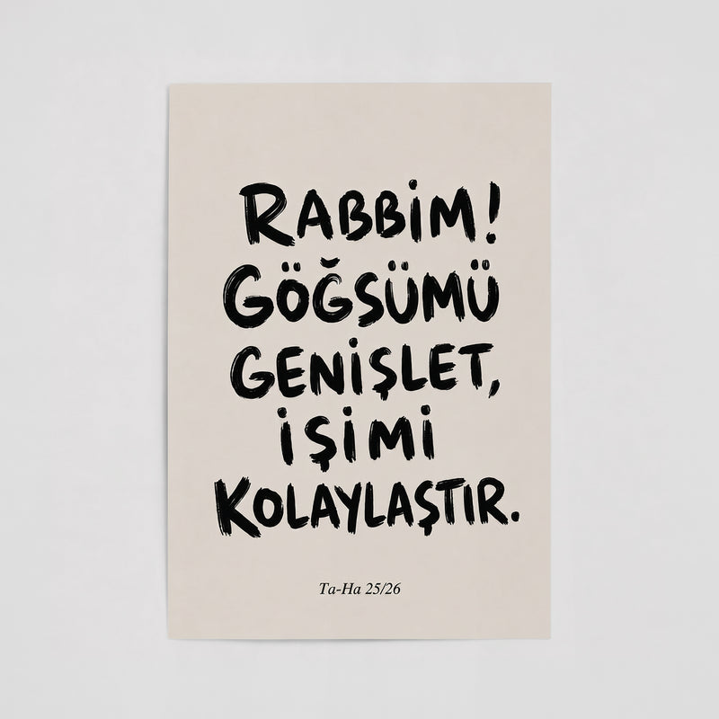 Rabbim Göğsümü Genişlet Poster – Taha 25/26 Ayet Temalı İslami Duvar Dekoru