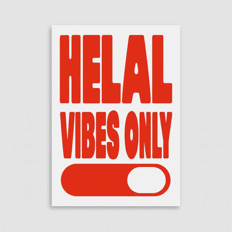 Halal Vibes Only Poster – Kırmızı Tipografik Modern İslami Duvar Posteri