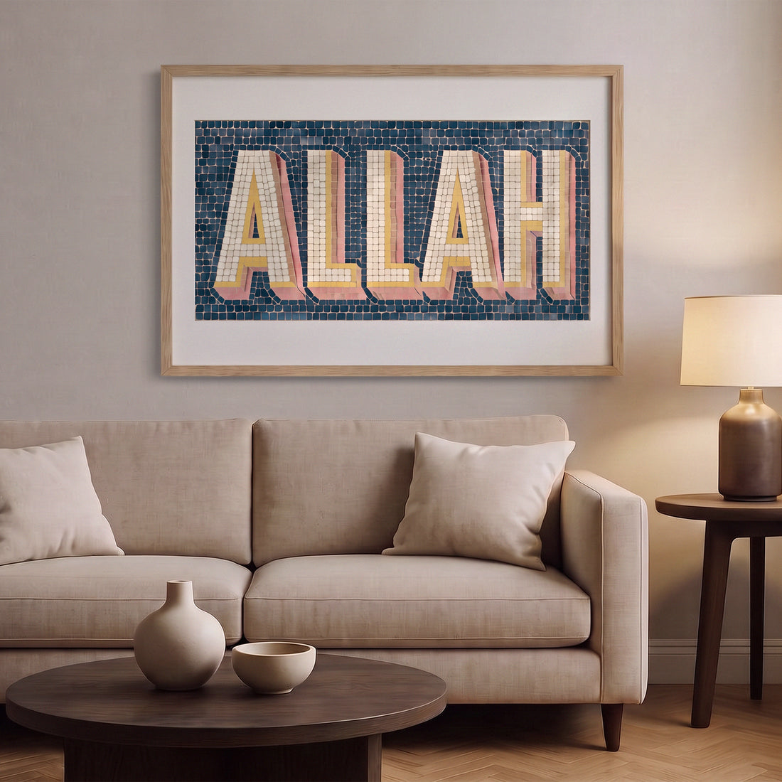 Allah Yazılı Mozaik Tasarımlı Dekoratif Poster