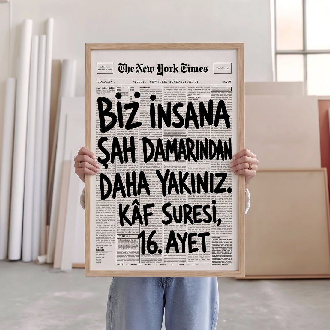 Biz İnsana Şah Damarından Daha Yakınız Poster – Kaf Suresi 16. Ayet Temalı İslami Duvar Posteri