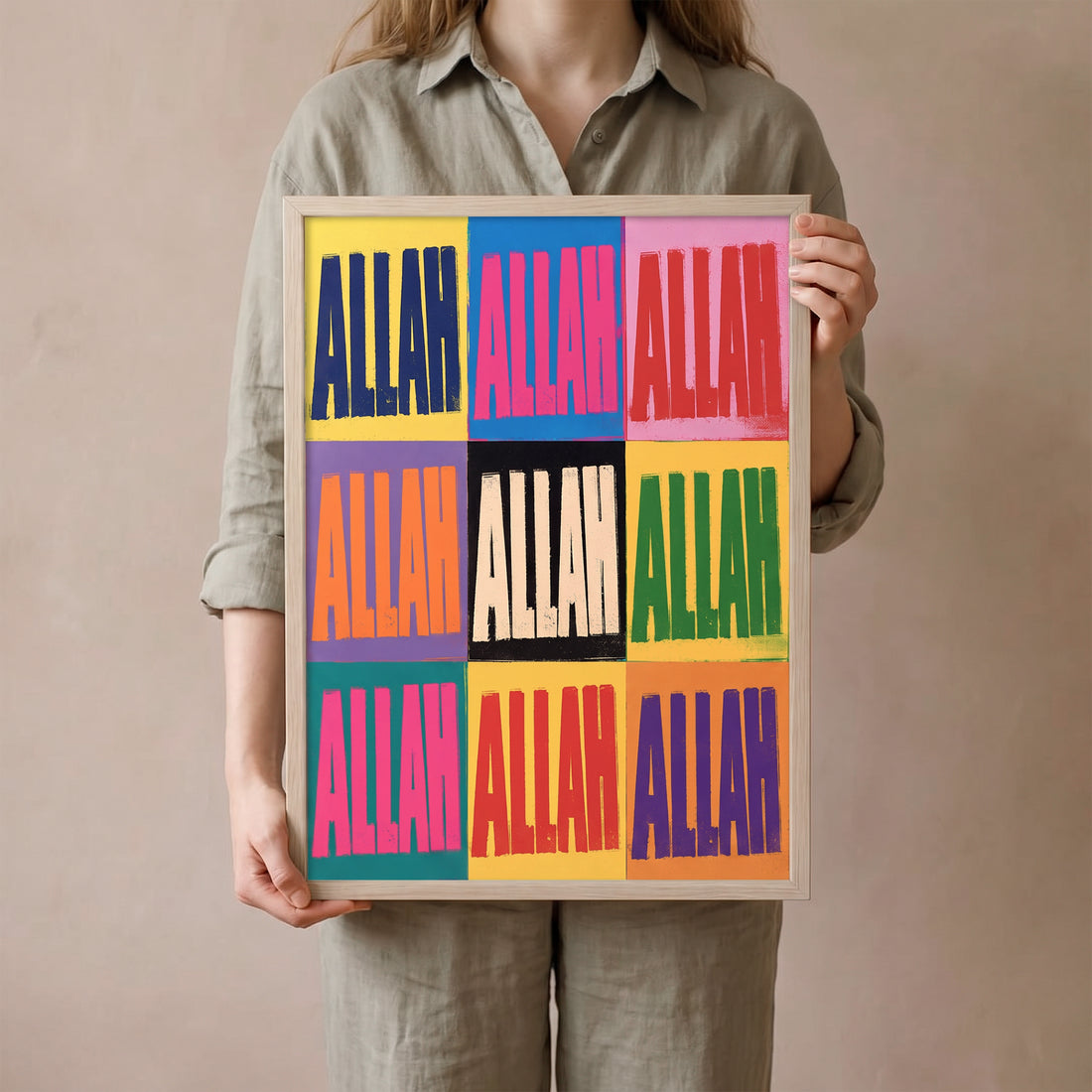 Allah Yazılı Renkli Pop Art Poster