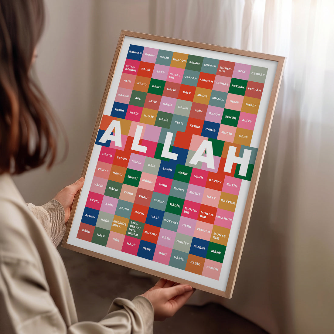 Allah’ın 99 İsmi Renkli Esmaü’l Hüsnâ Poster Baskı