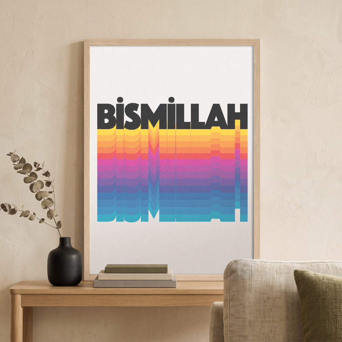 "Bismillah" Renkli Tipografik Poster